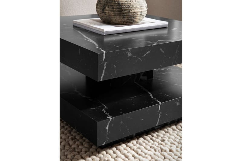Sofabord Wohnling kvadrat 60 cm, steinoptikk stil, moderne utseende Svart marmor - Svart marmor - Møbler - Bord - Marmorbord