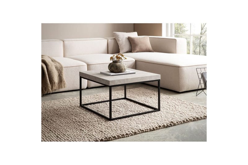 Sofabord Wohnling kvadrat 60 cm steinoptikk stil, klassisk metallramme, moderne utseende Beige - Beige - Møbler - Bord - Sofabord & salongbord