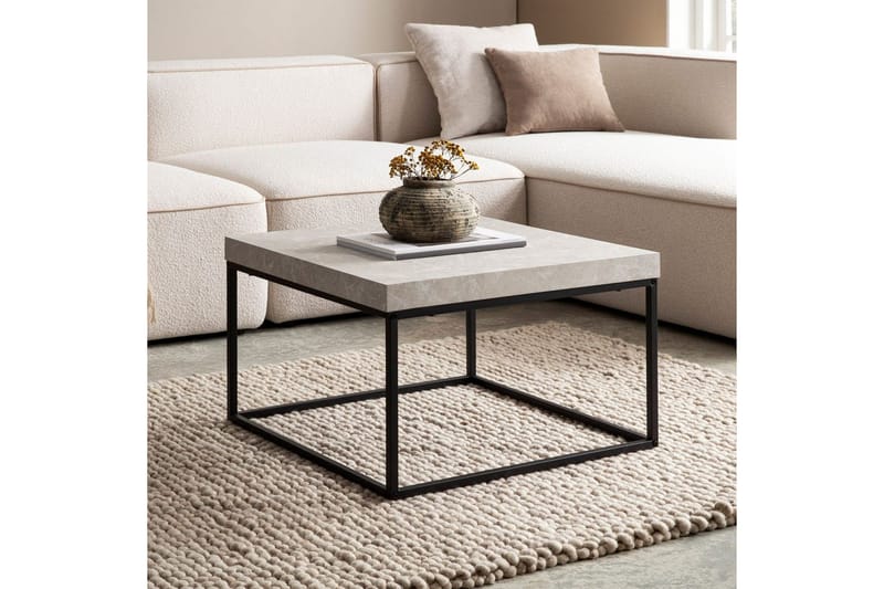 Sofabord Wohnling kvadrat 60 cm steinoptikk stil, klassisk metallramme, moderne utseende Beige - Beige - Møbler - Bord - Sofabord & salongbord