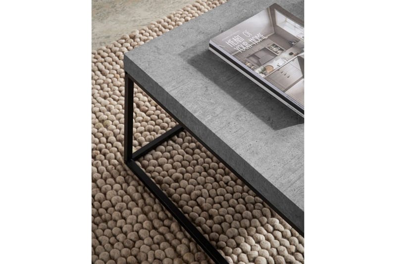 Sofabord Wohnling kvadrat 60 cm steinoptikk stil, klassisk metallramme, moderne utseende Grå - Grå - Møbler - Bord - Sofabord & salongbord