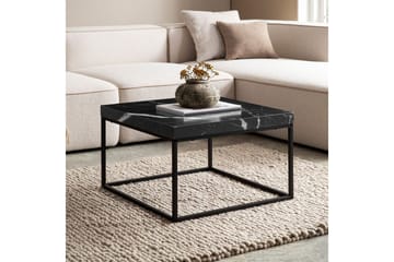 Sofabord Wohnling kvadrat 60 cm steinoptikk stil, klassisk metallramme, moderne utseende Svart marmor - Svart marmor - Møbler - Bord - Sofabord & salongbord