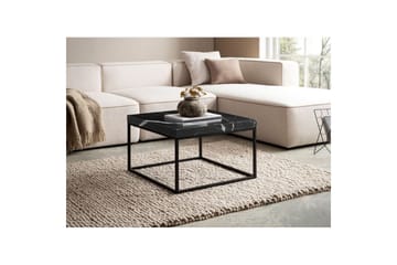 Sofabord Wohnling kvadrat 60 cm steinoptikk stil, klassisk metallramme, moderne utseende Svart marmor - Svart marmor - Møbler - Bord - Sofabord & salongbord