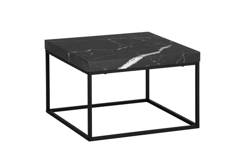 Sofabord Wohnling kvadrat 60 cm steinoptikk stil, klassisk metallramme, moderne utseende Svart marmor - Svart marmor - Møbler - Bord - Sofabord & salongbord