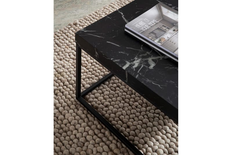 Sofabord Wohnling kvadrat 60 cm steinoptikk stil, klassisk metallramme, moderne utseende Svart marmor - Svart marmor - Møbler - Bord - Sofabord & salongbord