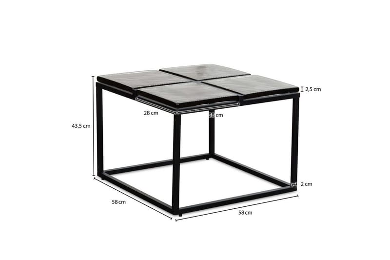 Sofabord Wohnling Kvadratisk glass 58 cm klassisk metallramme moderne - Møbler - Bord - Sofabord & salongbord