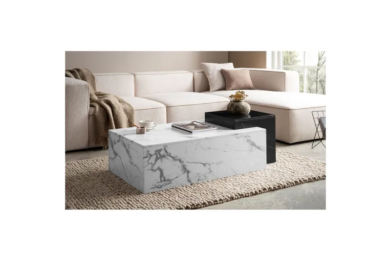 Sofabord Wohnling Marmorblokk Utseende Rektangulær Moderne - Møbler - Bord - Marmorbord