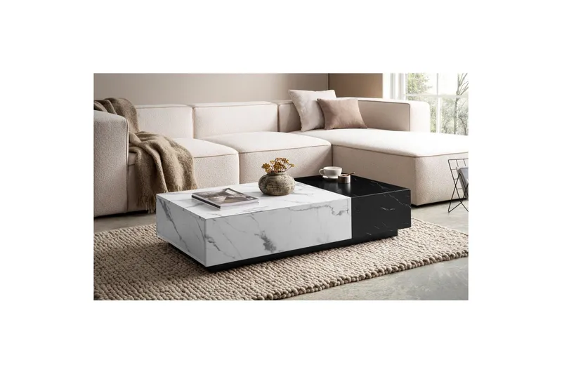 Sofabord Wohnling Marmorblokk Utseende Rektangulær Tobladet Moderne - Møbler - Bord - Marmorbord