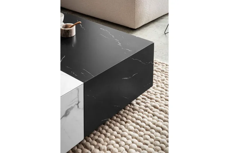 Sofabord Wohnling Marmorblokk Utseende Rektangulær Tobladet Moderne - Møbler - Bord - Marmorbord