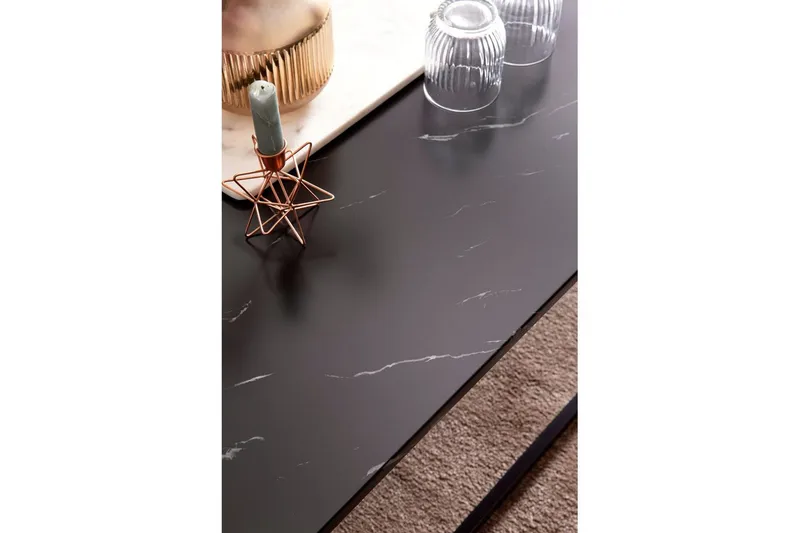 Sofabord Wohnling marmorstil, rektangulær elegant, moderne stil Svart, marmor svart - Svart, marmor svart - Møbler - Bord - Sofabord & salongbord
