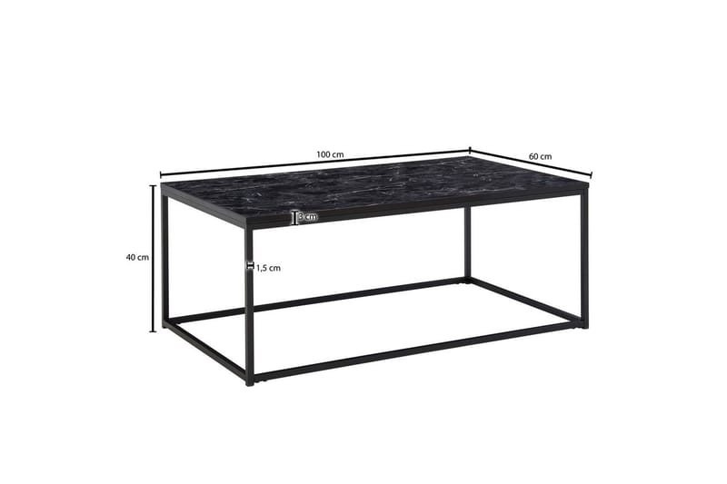 Sofabord Wohnling marmorstil, rektangulær elegant, moderne stil Svart, marmor svart - Svart, marmor svart - Møbler - Bord - Sofabord & salongbord
