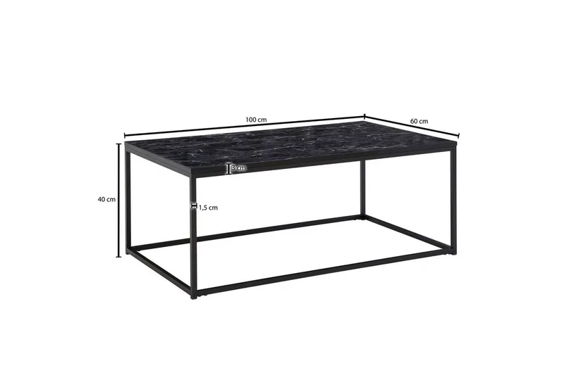 Sofabord Wohnling marmorstil, rektangulær elegant, moderne stil Svart, marmor svart - Svart, marmor svart - Møbler - Bord - Marmorbord