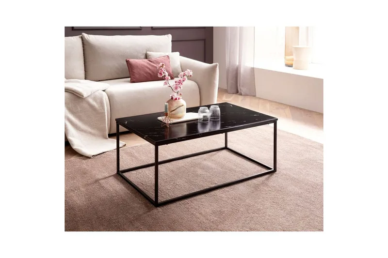Sofabord Wohnling marmorstil, rektangulær elegant, moderne stil Svart, marmor svart - Svart, marmor svart - Møbler - Bord - Sofabord & salongbord