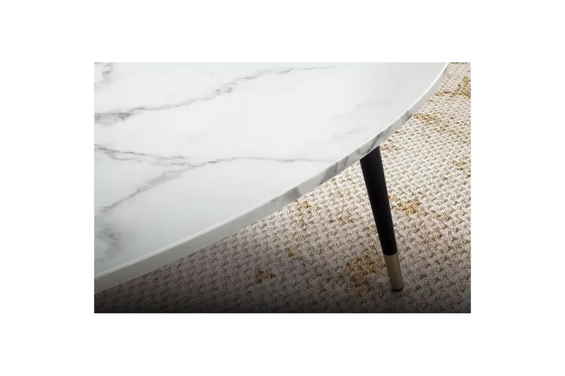 Sofabord Wohnling marmorstil 90 cm, trekantet moderne stil Marmor Hvit - Marmor Hvit - Møbler - Bord - Marmorbord
