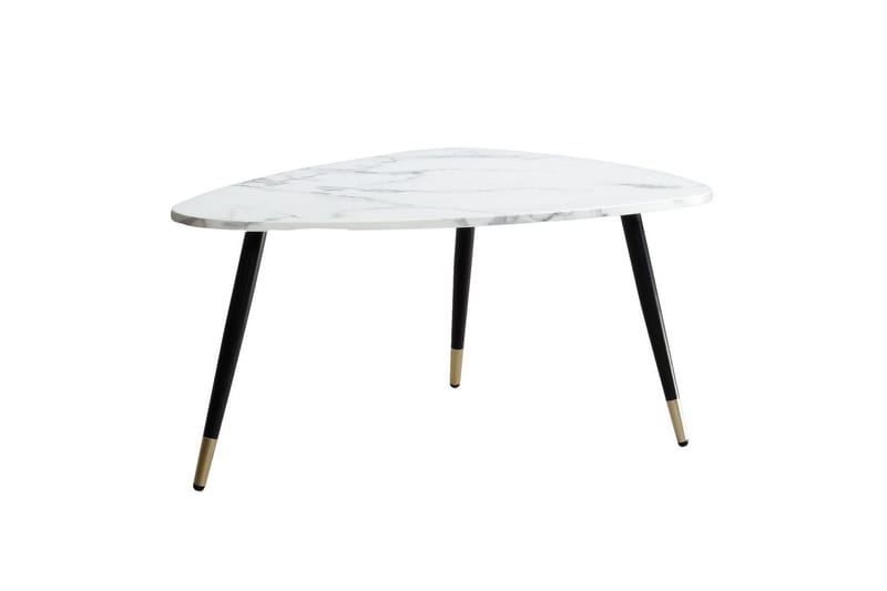 Sofabord Wohnling marmorstil 90 cm, trekantet moderne stil Marmor Hvit - Marmor Hvit - Møbler - Bord - Sofabord & salongbord