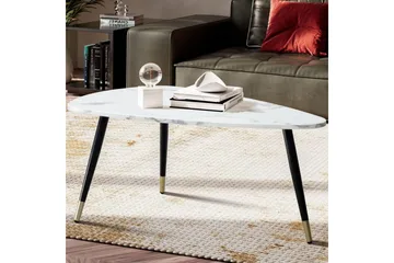 Sofabord Wohnling marmorstil 90 cm, trekantet moderne stil Marmor Hvit - Marmor Hvit - Møbler - Bord - Sofabord & salongbord