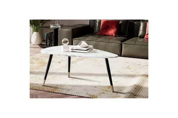 Sofabord Wohnling marmorstil 90 cm, trekantet moderne stil Marmor Hvit - Marmor Hvit - Møbler - Bord - Sofabord & salongbord