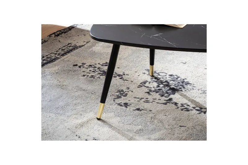 Sofabord Wohnling marmorstil 90 cm, trekantet moderne stil Svart marmor - Svart marmor - Møbler - Bord - Marmorbord