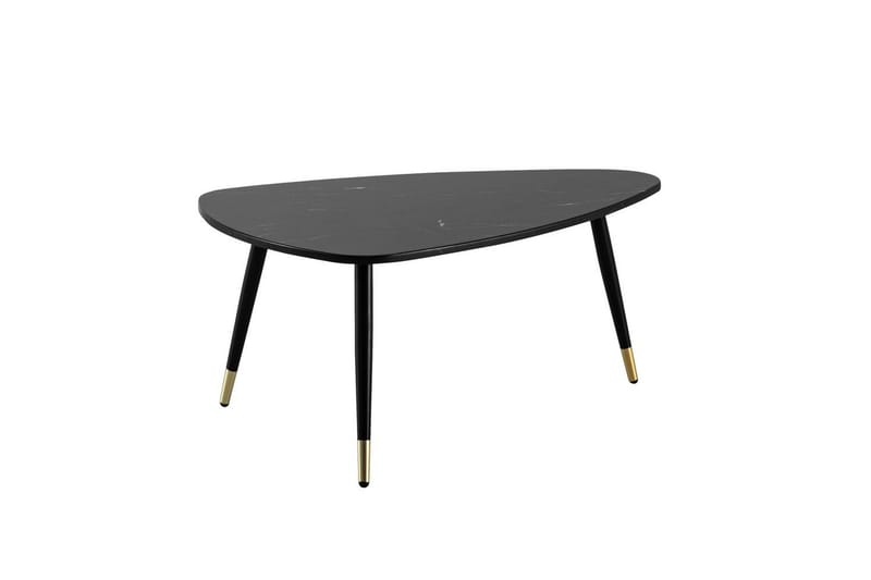 Sofabord Wohnling marmorstil 90 cm, trekantet moderne stil Svart marmor - Svart marmor - Møbler - Bord - Sofabord & salongbord