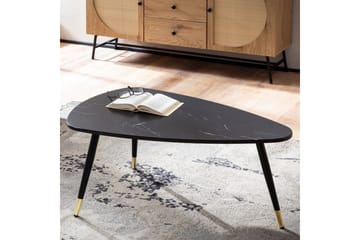 Sofabord Wohnling marmorstil 90 cm, trekantet moderne stil Svart marmor - Svart marmor - Møbler - Bord - Sofabord & salongbord