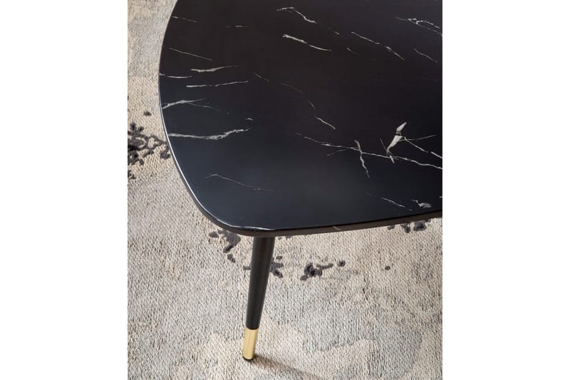 Sofabord Wohnling marmorstil 90 cm, trekantet moderne stil Svart marmor - Svart marmor - Møbler - Bord - Sofabord & salongbord