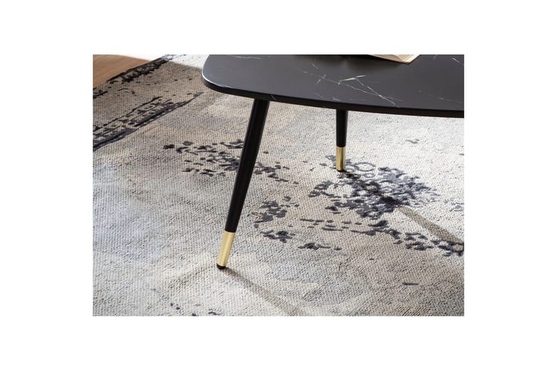 Sofabord Wohnling marmorstil 90 cm, trekantet moderne stil Svart marmor - Svart marmor - Møbler - Bord - Sofabord & salongbord