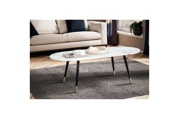 Sofabord Wohnling marmorutseende 120 cm, oval moderne stil Marmor Hvit - Marmor Hvit - Møbler - Bord - Marmorbord
