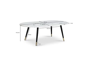 Sofabord Wohnling marmorutseende 120 cm, oval moderne stil Marmor Hvit - Marmor Hvit - Møbler - Bord - Marmorbord