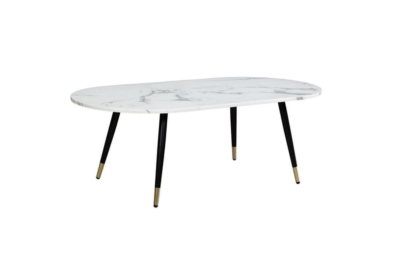Sofabord Wohnling marmorutseende 120 cm, oval moderne stil Marmor Hvit - Marmor Hvit - Møbler - Bord - Sofabord & salongbord