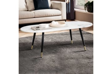 Sofabord Wohnling marmorutseende 120 cm, oval moderne stil Marmor Hvit - Marmor Hvit - Møbler - Bord - Sofabord & salongbord