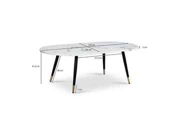 Sofabord Wohnling marmorutseende 120 cm, oval moderne stil Marmor Hvit - Marmor Hvit - Møbler - Bord - Sofabord & salongbord
