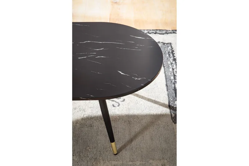 Sofabord Wohnling marmorutseende 120 cm, oval moderne stil Svart marmor - Svart marmor - Møbler - Bord - Marmorbord