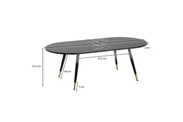 Sofabord Wohnling marmorutseende 120 cm, oval moderne stil Svart marmor - Svart marmor - Møbler - Bord - Marmorbord