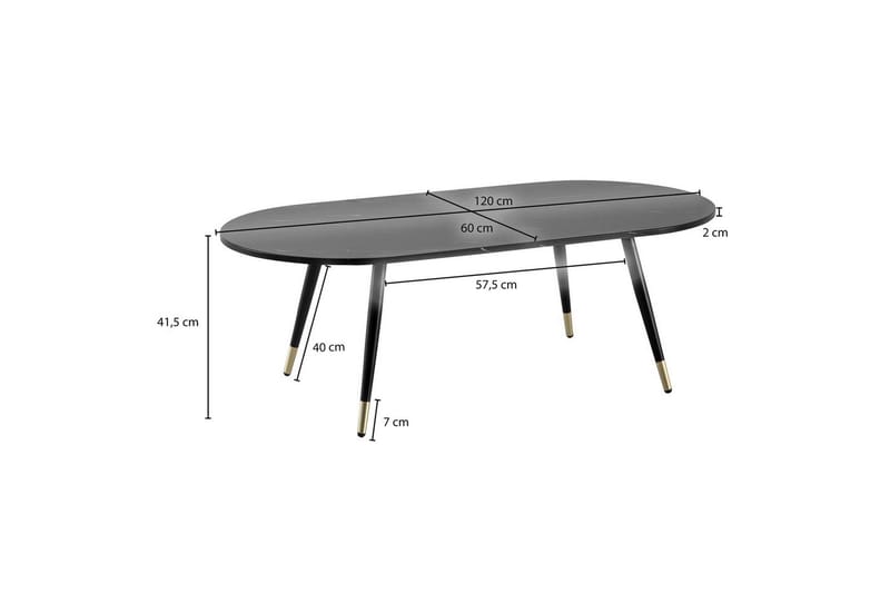 Sofabord Wohnling marmorutseende 120 cm, oval moderne stil Svart marmor - Svart marmor - Møbler - Bord - Sofabord & salongbord