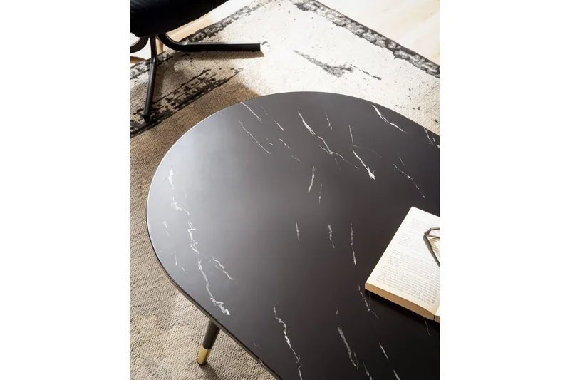 Sofabord Wohnling marmorutseende 120 cm, oval moderne stil Svart marmor - Svart marmor - Møbler - Bord - Marmorbord