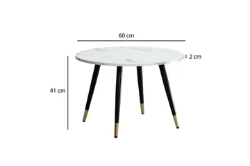 Sofabord Wohnling marmorutseende 60 cm rund, moderne stil Marmor Hvit - Marmor Hvit - Møbler - Bord - Marmorbord