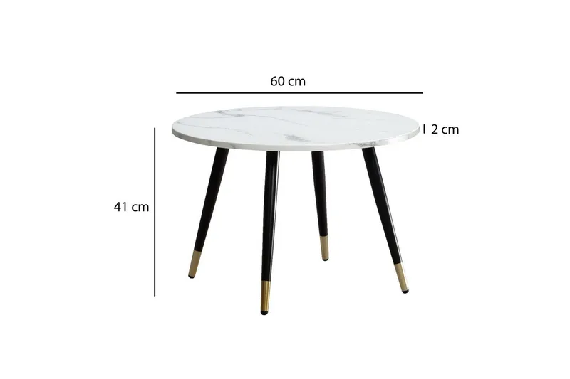 Sofabord Wohnling marmorutseende 60 cm rund, moderne stil Marmor Hvit - Marmor Hvit - Møbler - Bord - Sofabord & salongbord
