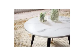 Sofabord Wohnling marmorutseende 60 cm rund, moderne stil Marmor Hvit - Marmor Hvit - Møbler - Bord - Marmorbord