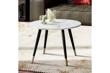 Sofabord Wohnling marmorutseende 60 cm rund, moderne stil Marmor Hvit - Marmor Hvit - Møbler - Bord - Sofabord & salongbord