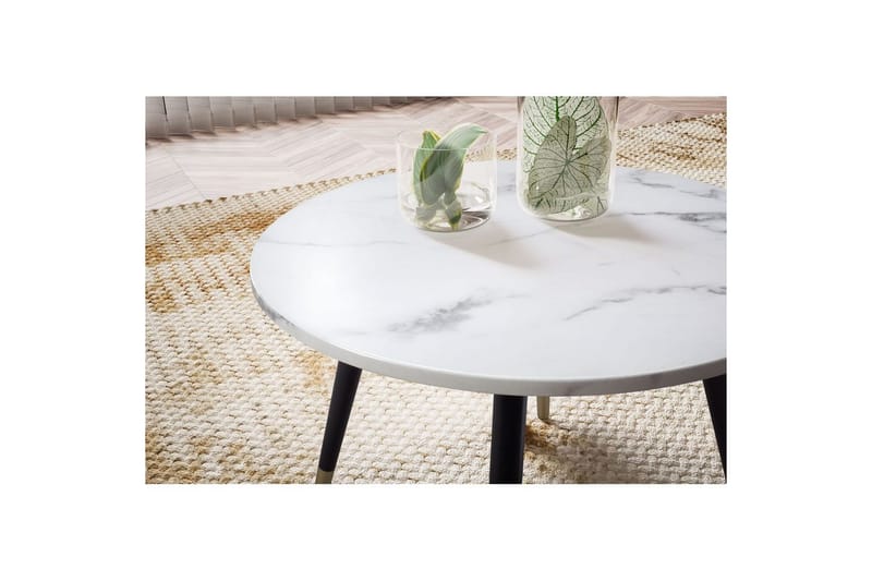 Sofabord Wohnling marmorutseende 60 cm rund, moderne stil Marmor Hvit - Marmor Hvit - Møbler - Bord - Sofabord & salongbord