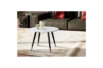 Sofabord Wohnling marmorutseende 60 cm rund, moderne stil Marmor Hvit - Marmor Hvit - Møbler - Bord - Marmorbord
