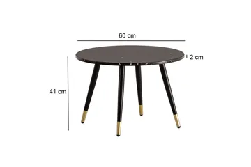 Sofabord Wohnling marmorutseende 60 cm rund, moderne stil Svart marmor - Svart marmor - Møbler - Bord - Sofabord & salongbord