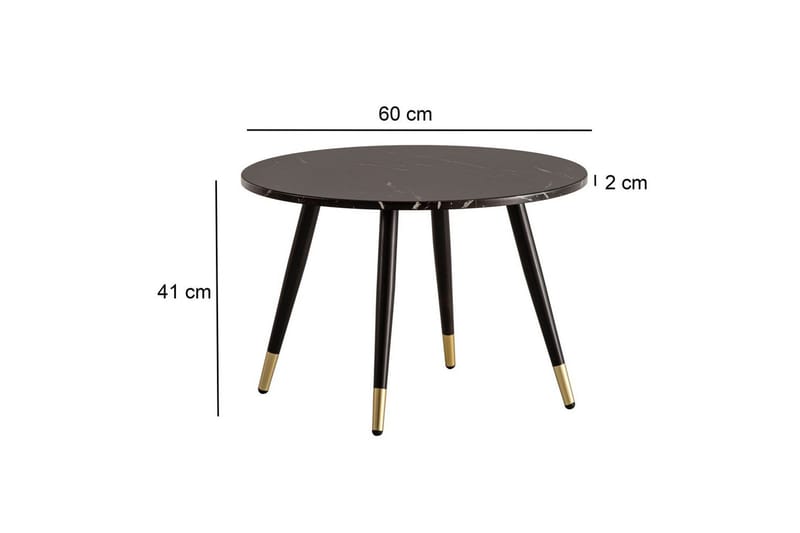 Sofabord Wohnling marmorutseende 60 cm rund, moderne stil Svart marmor - Svart marmor - Møbler - Bord - Sofabord & salongbord