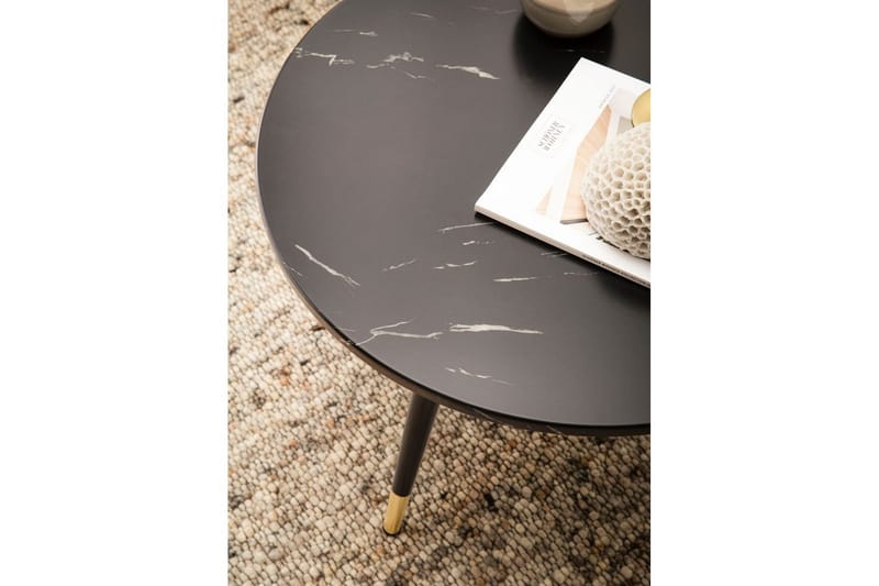 Sofabord Wohnling marmorutseende 60 cm rund, moderne stil Svart marmor - Svart marmor - Møbler - Bord - Sofabord & salongbord