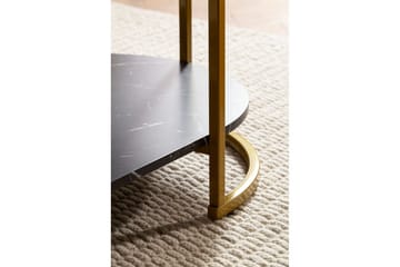 Sofabord Wohnling marmorutseende oval 100 cm med oppbevaringshylle, Bauhaus-stil Svart marmor - Svart marmor - Møbler - Bord - Sofabord & salongbord