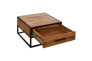 Sofabord Wohnling Massivt sheeshamtre 1 skuff pulverlakkert metallramme industriell - Møbler - Bord - Sofabord & salongbord