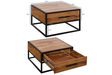 Sofabord Wohnling Massivt sheeshamtre 1 skuff pulverlakkert metallramme industriell - Møbler - Bord - Sofabord & salongbord