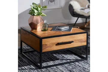 Sofabord Wohnling Massivt sheeshamtre 1 skuff pulverlakkert metallramme industriell - Møbler - Bord - Sofabord & salongbord