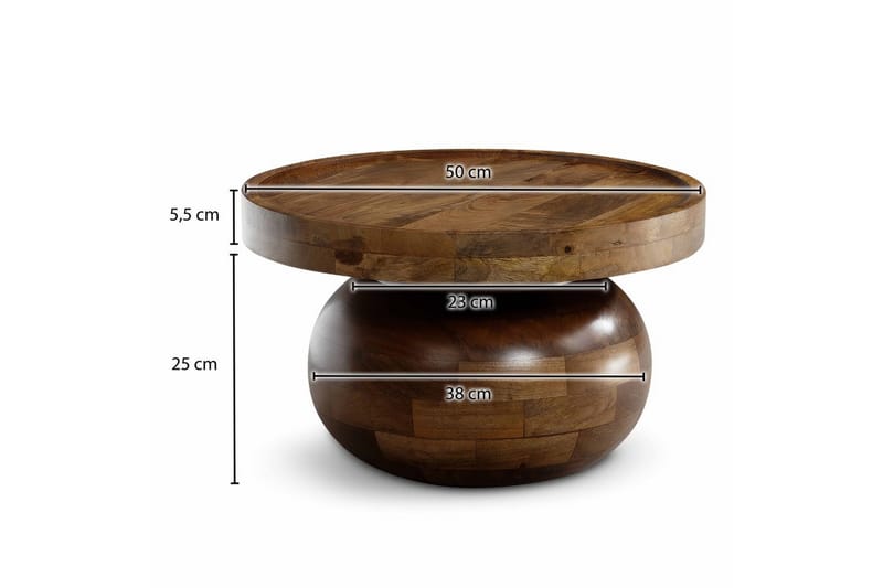 Sofabord Wohnling Massivt tre, mango, 50 cm, organisk utseende, moderne - Møbler - Bord - Sofabord & salongbord