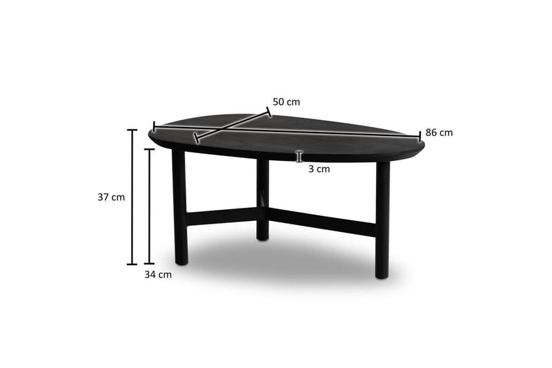Sofabord Wohnling Massivt tre, nyreformet, 3-beins ramme, moderne - Møbler - Bord - Sofabord & salongbord