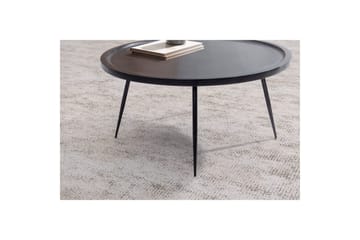 Sofabord Wohnling massivt tre, rund 75 cm med nåleben, landlig stil Svart - Svart - Møbler - Bord - Sofabord & salongbord